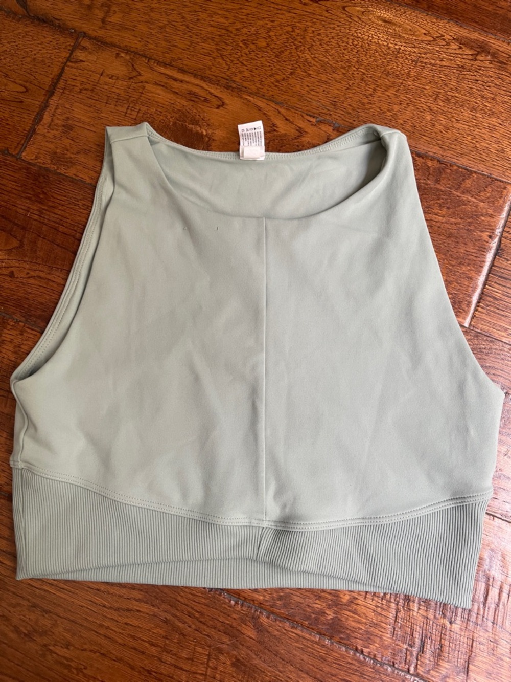 Yogalicious Sage Green Ribbed Hem Crop Tank